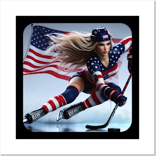 American Woman Ice Hockey Player #3 Posters and Art